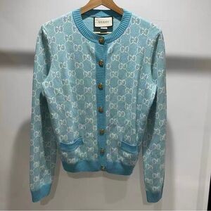 Gucci Sky Blue Patterned Cardigan